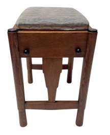 Art Deco Amsterdamse School Stool with Adjustable Seat, 1920s